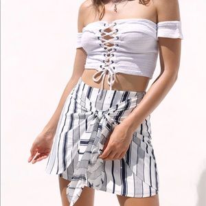 Lottie Moss PacSun Tie Front Striped Skirt